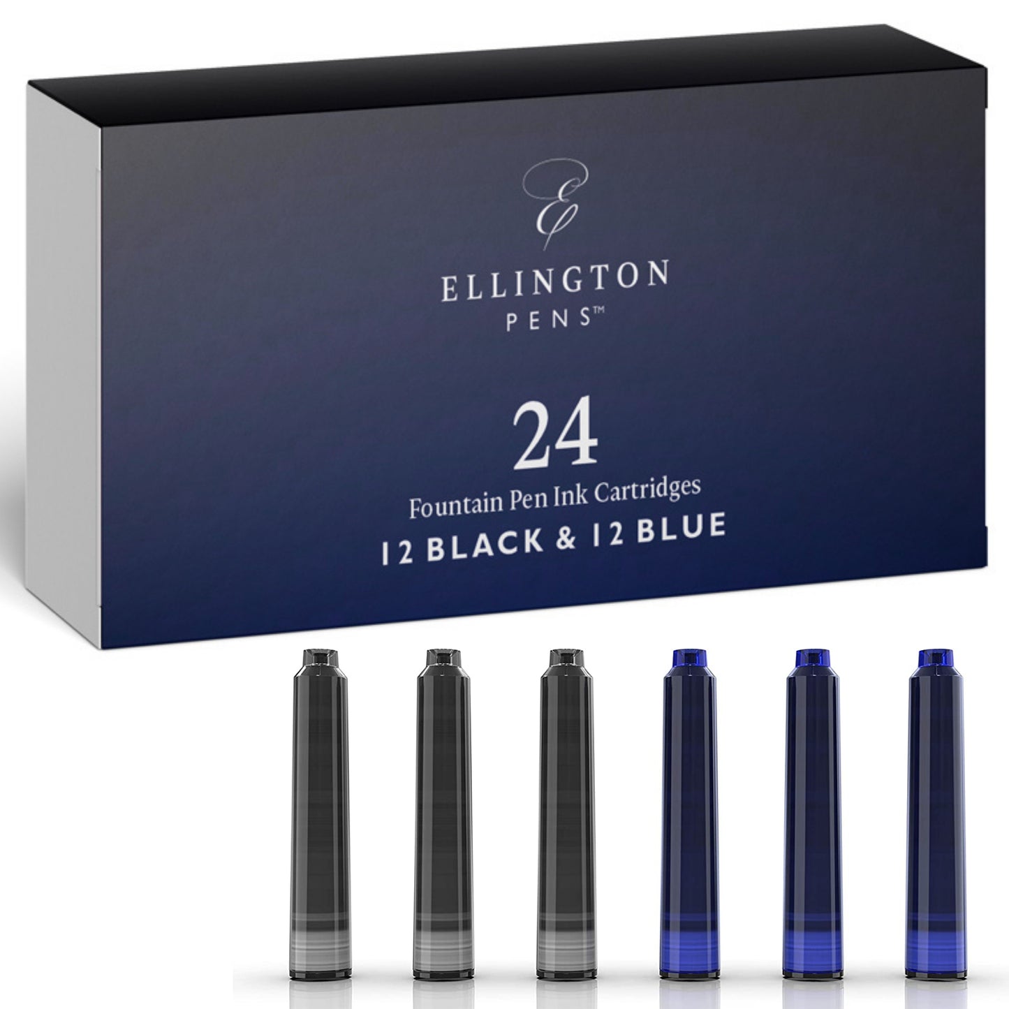 Nachfüllbare Tintenpatronen – 24er-Pack – Kompatibel mit Ellington Pens 12 Schwarz 12 Blau