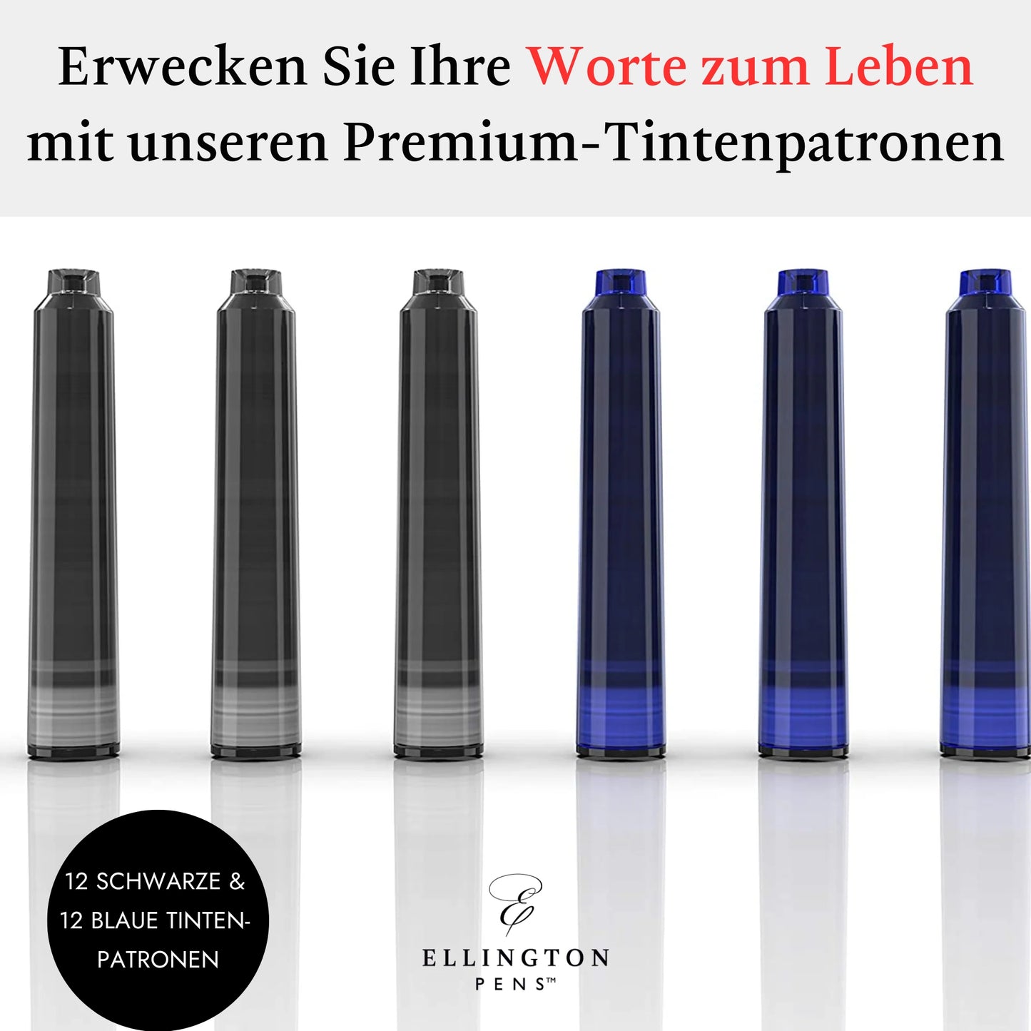 Nachfüllbare Tintenpatronen – 24er-Pack – Kompatibel mit Ellington Pens 24 leuchtende Farben
