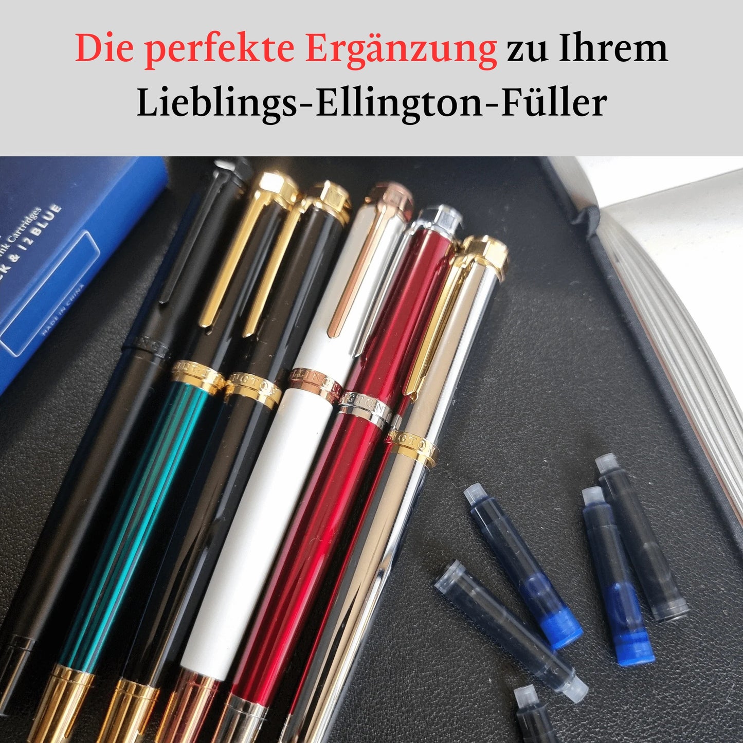 Nachfüllbare Tintenpatronen – 24er-Pack – Kompatibel mit Ellington Pens 24 leuchtende Farben