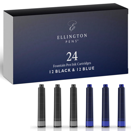 Nachfüllbare Tintenpatronen – 24er-Pack – Kompatibel mit Ellington Pens 12 Schwarz 12 Blau